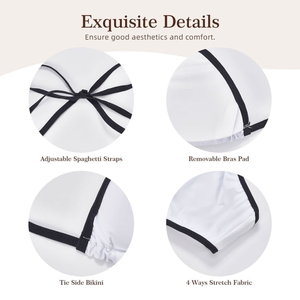 Ensemble de bikini brésilien deux pièces pour femmes avec bas de maillot à nouer sur les côtés, haut dos nu, en spandex et polyester extensible - Product Image 3