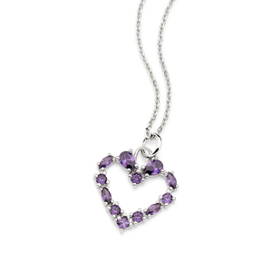 Collier pendentif en améthyste en forme de cœur, en argent sterling 925 massif, serti de griffes, bijou romantique pour femme, cadeau - Product Image 2