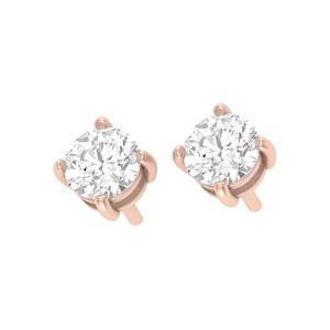 Boucles d'oreilles clous en or massif 14 carats avec diamant de laboratoire véritable à quatre griffes, 3 carats, taille brillant rond F-VS2, produit en vrac - Product Image 3