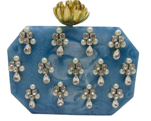 Wholesale Luxrey India Made <b>Wedding</b> Party Blue Resin <b>Box</b> Clutch Purse BY MULTI CRAFT Wholesale luxury resin <b>box</b> clutch purse - Product Image 1
