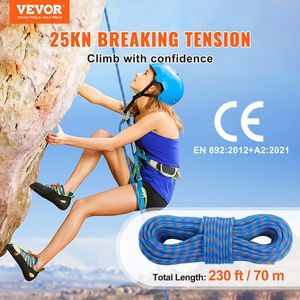 Corda da Arrampicata Dinamica per Esterni 10.2mm 70M (230ft) in Fibra Elastica, Tensione di Rottura 25KN, Accessorio per Attrezzatura da Arrampicata - Product Image 2