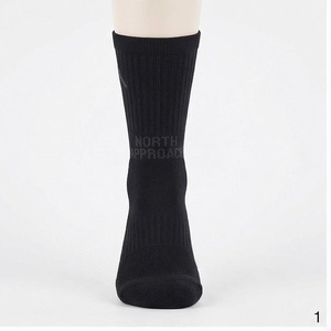 North Approach Crew <b>Socks</b> <b>Black</b> Letter Pattern Breathable Knitted for Adults Summer Casual Wear - Product Image 1