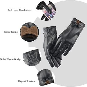 Fashion <b>Gloves</b> for Women, Leather Touchscreen Bowknot <b>Gloves</b> - Product Image 2