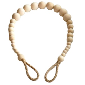 Trending Wooden <b>Bead</b> Curtain Tie Back With Rope Loops Farmhouse Decor Boho Rustic Home Window Styling Accessory <b>Set</b> - Product Image 1