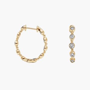 14K Yellow Gold Round Bezel Lab Grown Diamond Hoop <b>Earrings</b> - Product Image 3