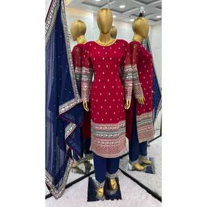 Conjunto superior e inferior de ropa de fiesta para mujer de diseñador con Dupatta recién llegado - Product Image 1