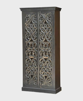 Armoire moderne noire en teck massif sculpté à la main, portes doubles, étagères réglables, pour chambre, appartement, hôtel, maison