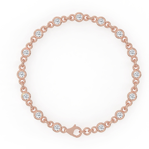 Pulsera de Cadena con Eslabones Circulares Abiertos y Bisel de Diamantes Redondos, Estilo Casual Chic, Oro de 14kt y 18kt, Cierre de Langosta - Product Image 5