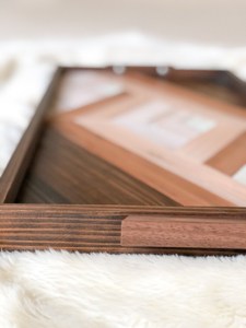 Modern <b>Walnut</b> Wood Tray <b>Walnut</b> Handle Ottoman Tray Geometric Wood Art <b>Coffee</b> <b>Table</b> Decor - Product Image 6