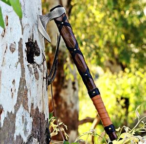 STEEL CRAFT INTERNATIONAL Hache-marteau à dos plat en acier au carbone forgé à la main, 18 pouces, manche en bois de frêne pleine longueur, qualité DIY, ODM 1 - Product Image 1