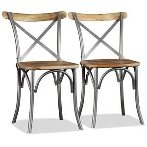 Ensemble de 4 chaises de salle à manger industrielles, design marron et argent - Product Image 3