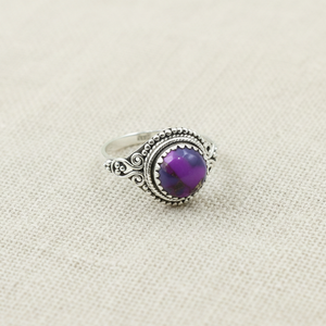 925 Silver Vintage Filigree <b>Ring</b> Purple Copper Turquoise Gold Yellow Gold Plated <b>Boho</b> Floral Statement Jewelry Gift Women Trendy - Product Image 4