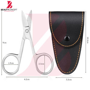 Ciseaux à cuticules classiques finition argentée avec étui en cuir de protection, outil de soin personnel en acier inoxydable durable - Product Image 2