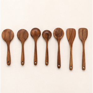 Handmade Wooden <b>Cooking</b> Spoons Set Kitchen Utensil Set Durable Frying Spatula And Serving Ladle Spoon <b>Kit</b> For Nonstick Cookware - Product Image 3