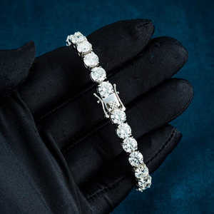 Bracelet Tennis Moissanite Plaqué Or de Luxe pour Femme, Breloque Ronde en Cristal, Bijou Classique Idéal pour Soirée, Cadeau - Product Image 2