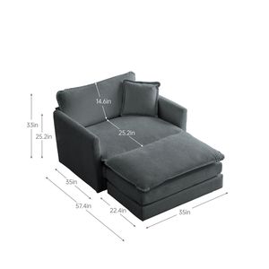 Poltrona Moderna in Ciniglia Grigia con Poggiapiedi per Soggiorno, Club, Camera da Letto, Lettura - Design Durevole - Product Image 3