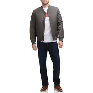 Ventes en gros de coupe-vent d'hiver personnalisés, vestes pour hommes en taille plus, vestes bomber en nylon satiné uni pour hommes - Product Image 4