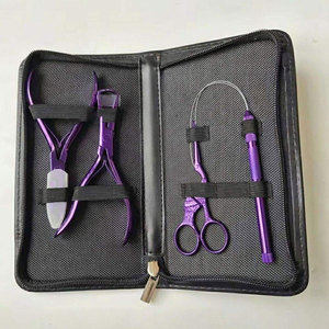 Black Professional Hair <b>Extension</b> Kit Micro <b>Bead</b> Pliers Loop Needle Pulling Hook and Scissors Set Complete Hair <b>Extension</b> - Product Image 5