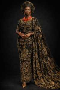 Écharpe africaine George brodée à la main et perlée - Product Image 3