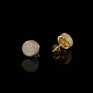 Boucles d'oreilles clous rondes en argent 925 et moissanite pour homme, style hip-hop pavé, bijoux de luxe, cadeau pour homme - Product Image 1