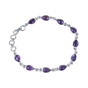 สร้อยข้อมือพลอยอเมทิสต์ธรรมชาติเป็นของขวัญสำหรับเด็กผู้หญิงเครื่องประดับเงินสเตอร์ลิง925ขายส่งสร้อยข้อมือเงินอัญมณี - Product Image 1