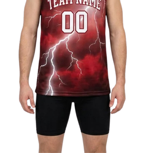 Storm Design Basketball-Trikot und Shorts-Set für Herren, ärmellose Teamuniform mit V-Ausschnitt und Sublimationsdruck, mit individuellen Spielernamen und Nummern - Product Image 5