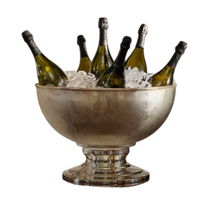 Seau à glace en métal argenté antique, imitation bois, pour champagne, avec poignées découpées, pour bar à domicile - Product Image 5