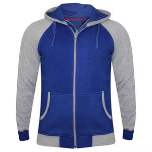 Men's Blue Gray <b>Raglan</b> Sleeve Zip-Up Hoodie Casual Solid Color Breathable Knitted Hooded Sweatshirt Regular Fit Winter Wear - Product Image 2