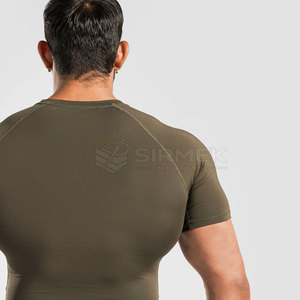 Wholesale <b>Men</b> <b>Compression</b> <b>Shirts</b> Short Sleeves Slim Fit Athletic Workout Gym Training Wear Breathable Stretch Fabric Custom - Product Image 5