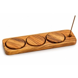 Juego de Posavasos de Madera de Palo Santo Hechos a Mano con Porta Incienso - Venta al por Mayor - Product Image 1