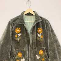 Présentation de la nouvelle veste en velours brodée Suzani, magnifique manteau en coton floral fait main, style Slow Fashion, blazer d'hiver pour femme