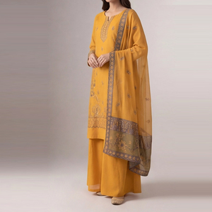 Trajes de 3 piezas de shalwar kameez bordados por diseñadores pakistaníes, estilos de lujo, vestidos de boda tradicionales de tela de algodón para damas. - Product Image 4