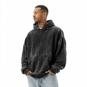 Sweat à capuche oversize en molleton 450 g/m² pour homme, brodé, style streetwear hiver - Product Image 4