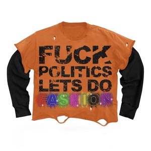 Camiseta 100% algodón para hombre, corte holgado, estampada, doble capa, 240 GSM, color naranja y negro, con estampado gráfico DTG y logotipo. - Product Image 1