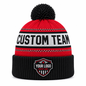 Gorro Personalizable con Pompones, Bordado 3D, Impresión en Relieve de Goma, 100% Acrílico, Tejido Jacquard, para Adultos, Unisex, Gorro de Invierno - Product Image 1