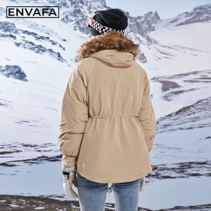 Real Big Fur Hood Long Puffer <b>Jacket</b> Thick Grey <b>Duck</b> <b>Down</b> Coat Waterproof Winter Parka Outerwear Women's Premium Overcoat OEM - Product Image 2