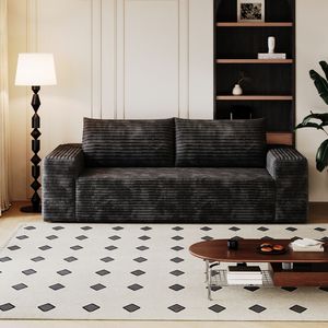 Set Divano in Tessuto Corduroy a 3 Pezzi da 180 cm, con Divanetto e Divano Lungo, Seduta Profonda, per Soggiorno, Camera da Letto, Sala Conferenze, 1 Pezzo, Nessun Montaggio Richiesto - Product Image 1