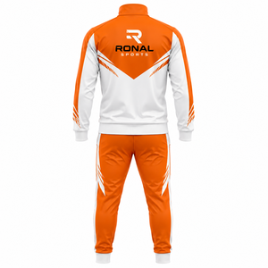 ชุดวอร์มผู้ชาย Ronal Sports สีส้มขาว ดีไซน์สปอร์ต คอตั้ง แขนยาว ระบายอากาศได้ดี ผลิตจากโพลีเอสเตอร์ - Product Image 2