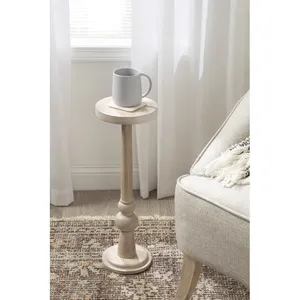 Table basse ronde en bois rustique avec base décorative, meubles modernes pour salon - Product Image 2