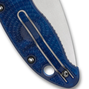 Couteaux de poche pliants à manche bleu avec lame à bord plat argenté, trou d'ouverture rond pour le pouce, poignée texturée et clip métallique pour l'extérieur - Product Image 6
