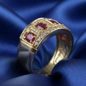 <b>Ruby</b> Anniversary Ring 925 Sterling Silver 14K Gold Plated Elegant Handmade Jewelry Gift For Her Women - Product Image 2