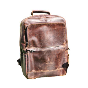 Genuine Leather Backpack Business Outdoor Use Unisex Hiking <b>Rucksack</b> Laptop Tablet Storage Personalized OEM Leather Travel Bag - Product Image 1