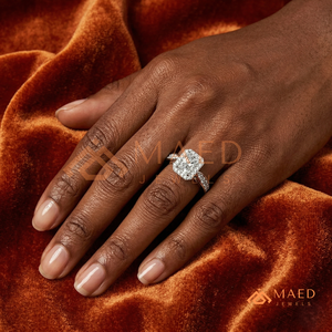 Bague en argent pour femme avec diamant moissanite taille radiant et halo, bijou de fiançailles et de mariage, cadeau pour elle, USA - Product Image 3