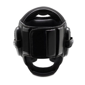 Boxing Head Guard PU Leather Protective Sports Helmet Unisex Adult Head Protection Buckle Closure Solid Black - Product Image 6