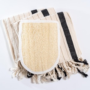 Gants de douche doux en loofah, gants exfoliants naturels à faible impact environnemental pour le bain - Product Image 3