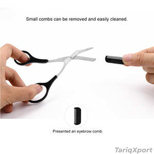 Wholesale Stainless Steel Straight Blade Blunt-Sharp Tip <b>Left</b>-<b>Handed</b> Plastic Handle Beauty Trim Eyebrow <b>Scissors</b> Comb - Product Image 3
