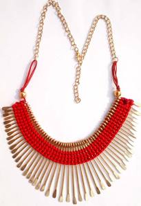 Collar de cuentas de hilo de Metal chapado en oro de joyería de moda de calidad superior para mujer Uso de fiesta disponible a precio asequible - Product Image 3