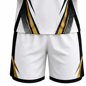 Ensemble Maillot et Short de Volleyball Blanc et Bleu Marine Sans Manches Sublimé – Tenue Sportive Athlétique Personnalisable pour Tournoi d'Équipe - Product Image 6
