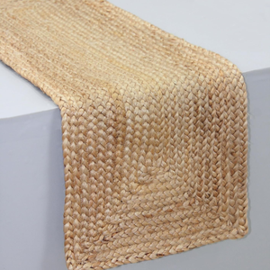 Chemin de table en jute naturel tressé, décoration de table rustique tissée à la main, chemin de table bohème pour cuisine et salle à manger - Product Image 1