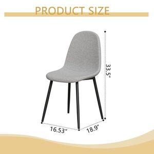 Set di 4 Sedie da Pranzo Moderne con Sedute Imbottite in Lino Beige e Robuste Gambe in Metallo Nero per Tavoli da Cucina e Bar - Product Image 4